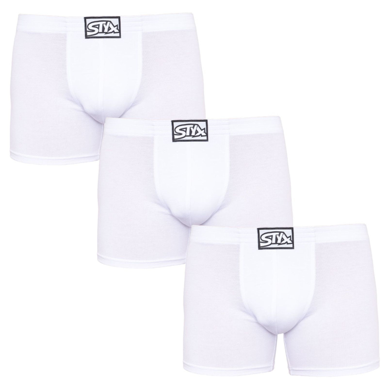 3PACK pánské boxerky Styx long klasická guma bílé (3F1061) XL, trenky / trenýrky