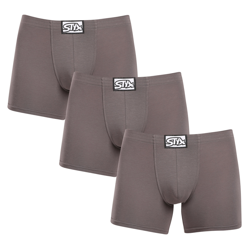3PACK pánské boxerky Styx long klasická guma tmavě šedé (3F1063) XL, trenky / trenýrky
