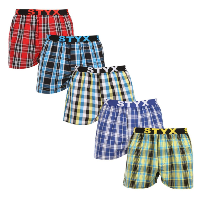 5PACK pánské trenky Styx sportovní guma vícebarevné (5B102125) M, trenýrky