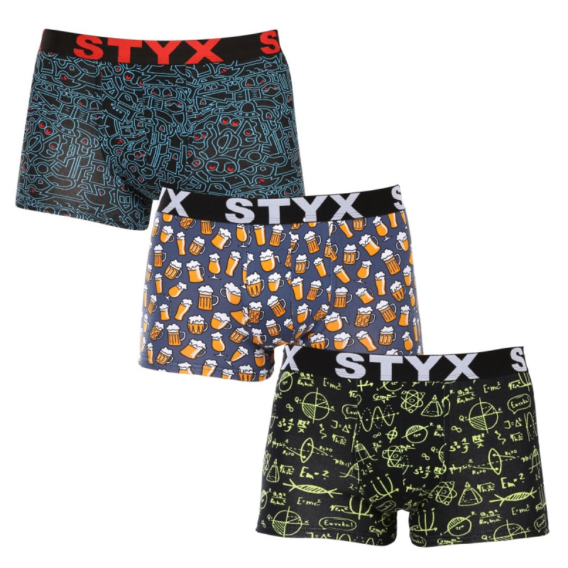 3PACK pánské boxerky Styx art sportovní guma vícebarevné (3G12672/2) S, trenky / trenýrky