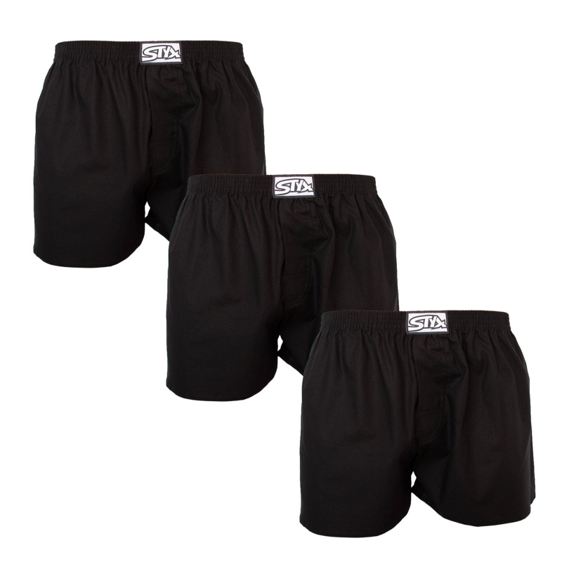 3PACK pánské trenky Styx klasická guma černé (3A0960) M, trenýrky