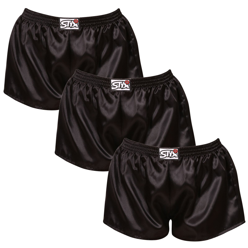 3PACK dámské trenky Styx klasická guma saténové černé (3L0960) M, trenýrky
