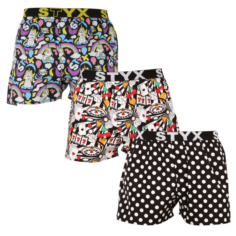 3PACK pánské trenky Styx art sportovní guma vícebarevné (3B11830) M, trenýrky