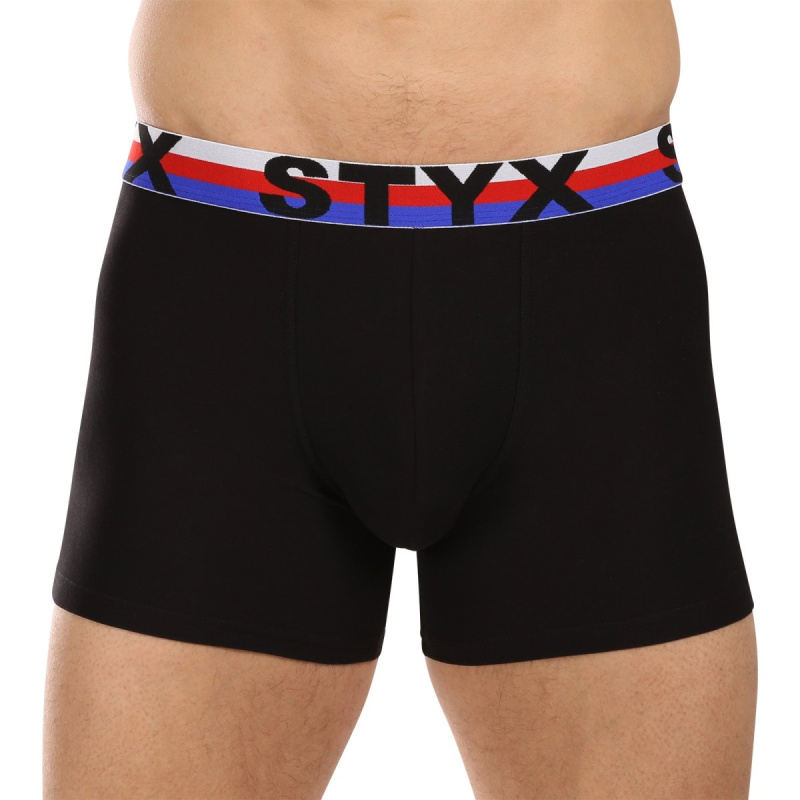 Pánské boxerky Styx long sportovní guma černé trikolóra (U1960) L, trenky / trenýrky