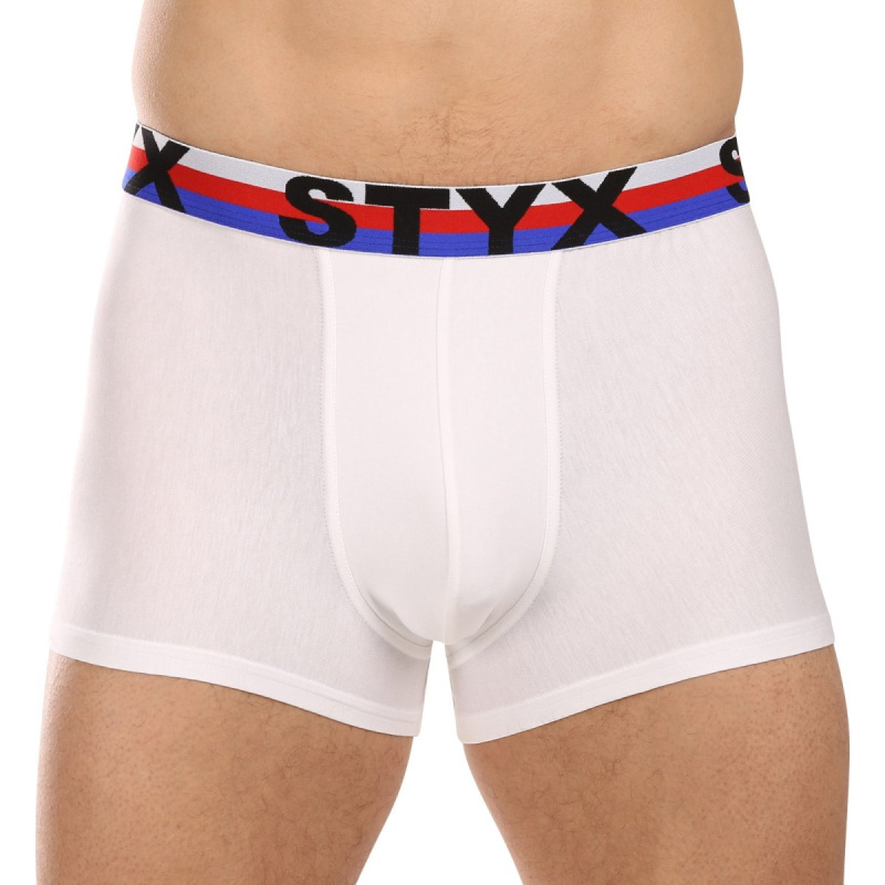 Pánské boxerky Styx sportovní guma bílé trikolóra (G2061) XL, trenky / trenýrky