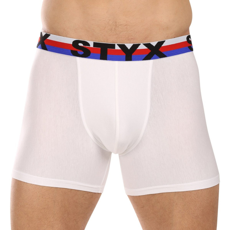 Pánské boxerky Styx long sportovní guma bílé trikolóra (U2061) XXL, trenky / trenýrky