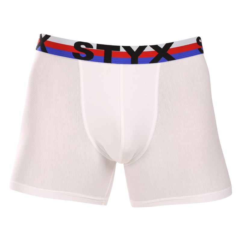 Pánské boxerky Styx long sportovní guma bílé trikolóra (U2061) S, trenky / trenýrky