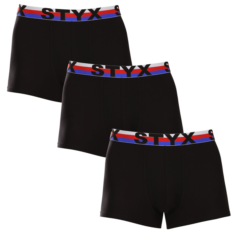 3PACK pánské boxerky Styx sportovní guma černé trikolóra (3G1960) XXL, trenky / trenýrky