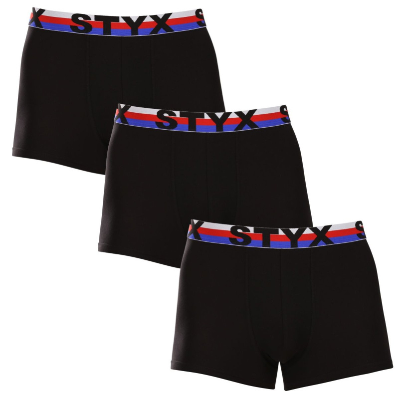 3PACK pánské boxerky Styx sportovní guma černé trikolóra (3G1960) M, trenky / trenýrky