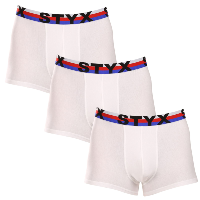 3PACK pánské boxerky Styx sportovní guma bílé trikolóra (3G2061) XL, trenky / trenýrky