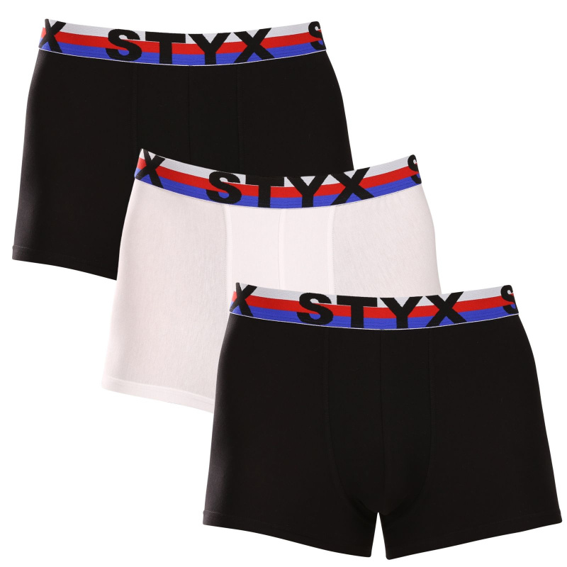 3PACK pánské boxerky Styx sportovní guma vícebarevné trikolóra (3G19001) XXL, trenky / trenýrky