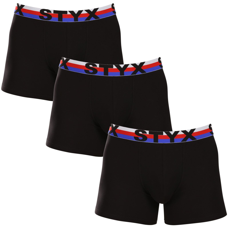 3PACK pánské boxerky Styx long sportovní guma černé trikolóra (3U1960) L, trenky / trenýrky