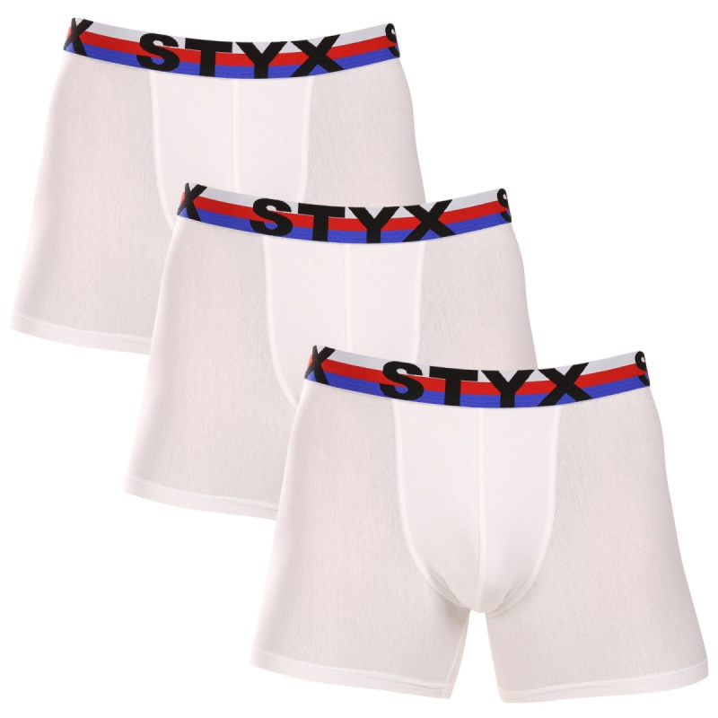 3PACK pánské boxerky Styx long sportovní guma bílé trikolóra (3U2061) L, trenky / trenýrky
