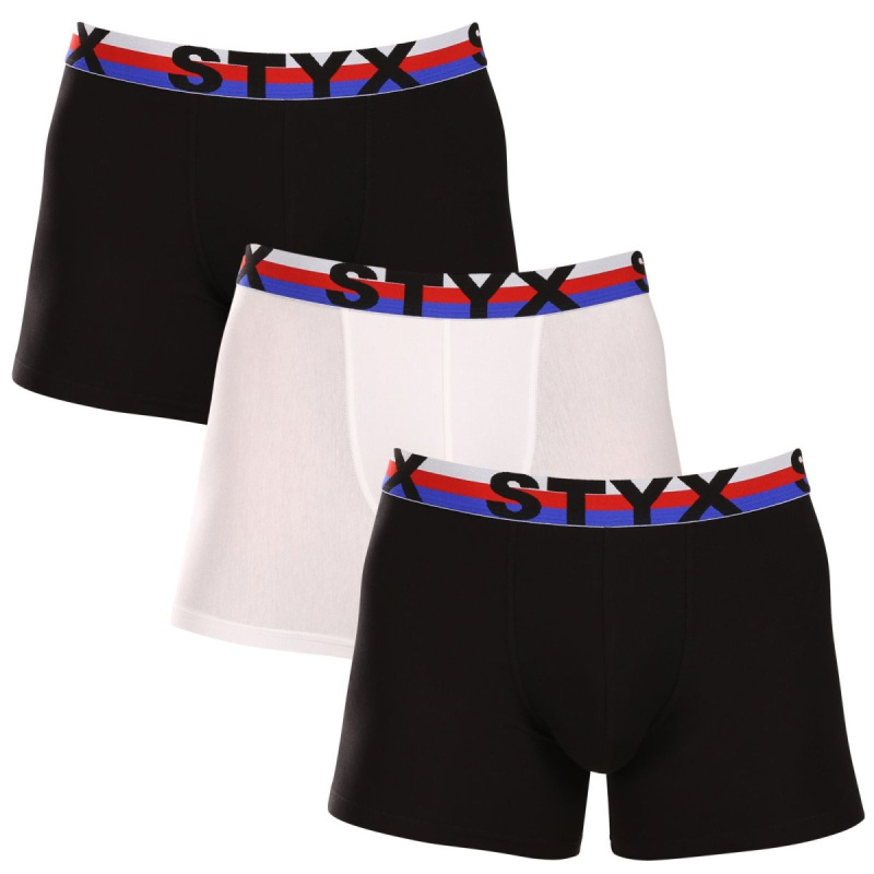 3PACK pánské boxerky Styx long sportovní guma vícebarevné trikolóra (3U19001) XL, trenky / trenýrky