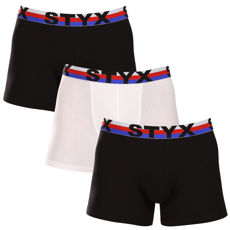 3PACK pánské boxerky Styx long sportovní guma vícebarevné trikolóra (3U19001) XL, trenky / trenýrky