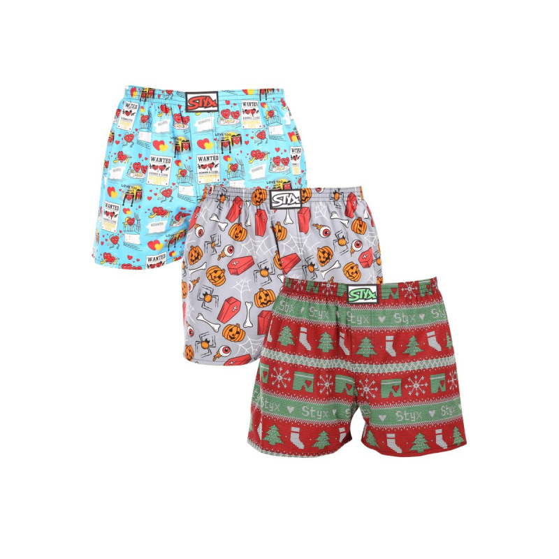3PACK pánské trenky Styx art klasická guma vícebarevné (3A16826) XL, trenýrky