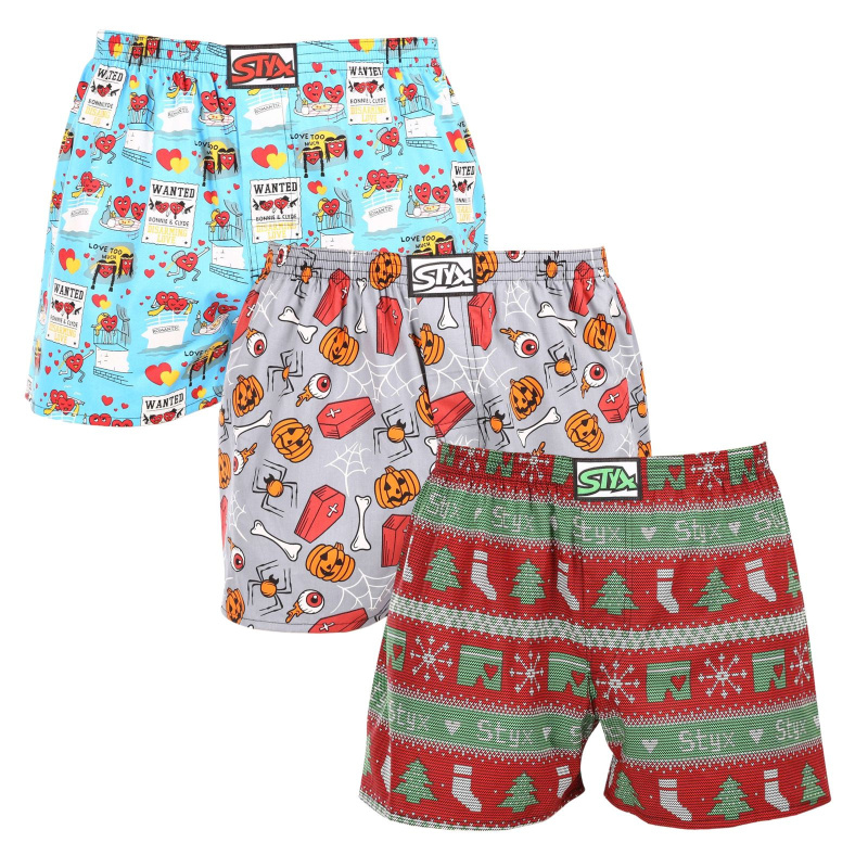 3PACK pánské trenky Styx art klasická guma vícebarevné (3A16826) M, trenýrky