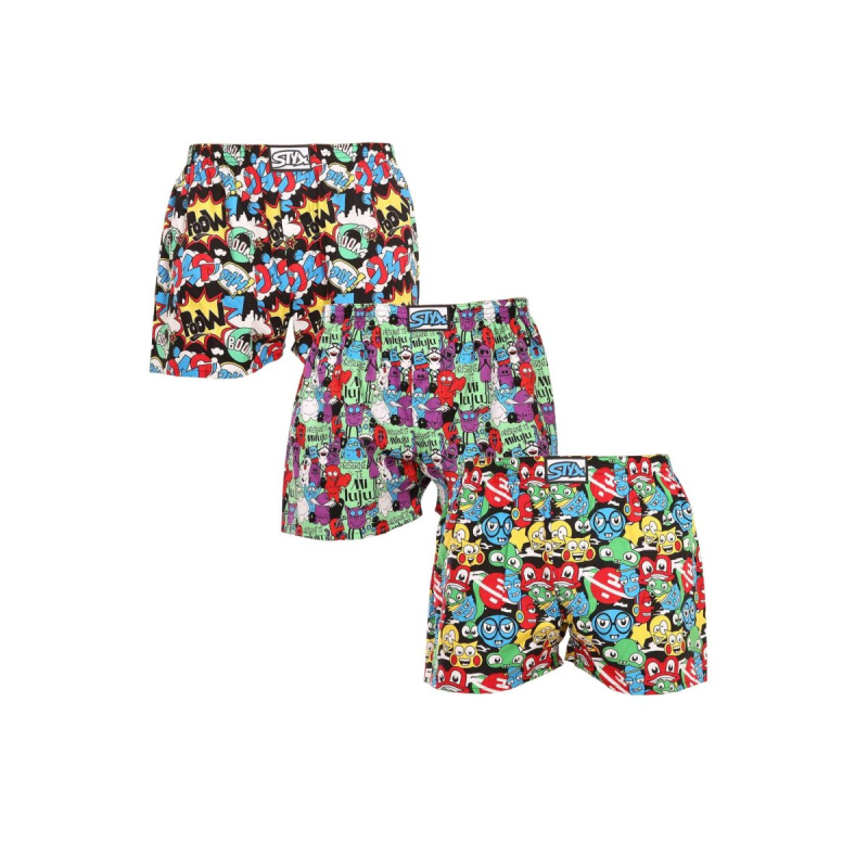3PACK pánské trenky Styx art klasická guma vícebarevné (3A11565) M, trenýrky