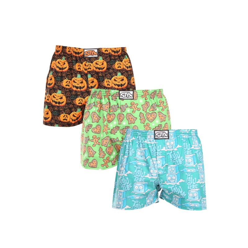 3PACK pánské trenky Styx art klasická guma vícebarevné (3A16735) XXL, trenýrky