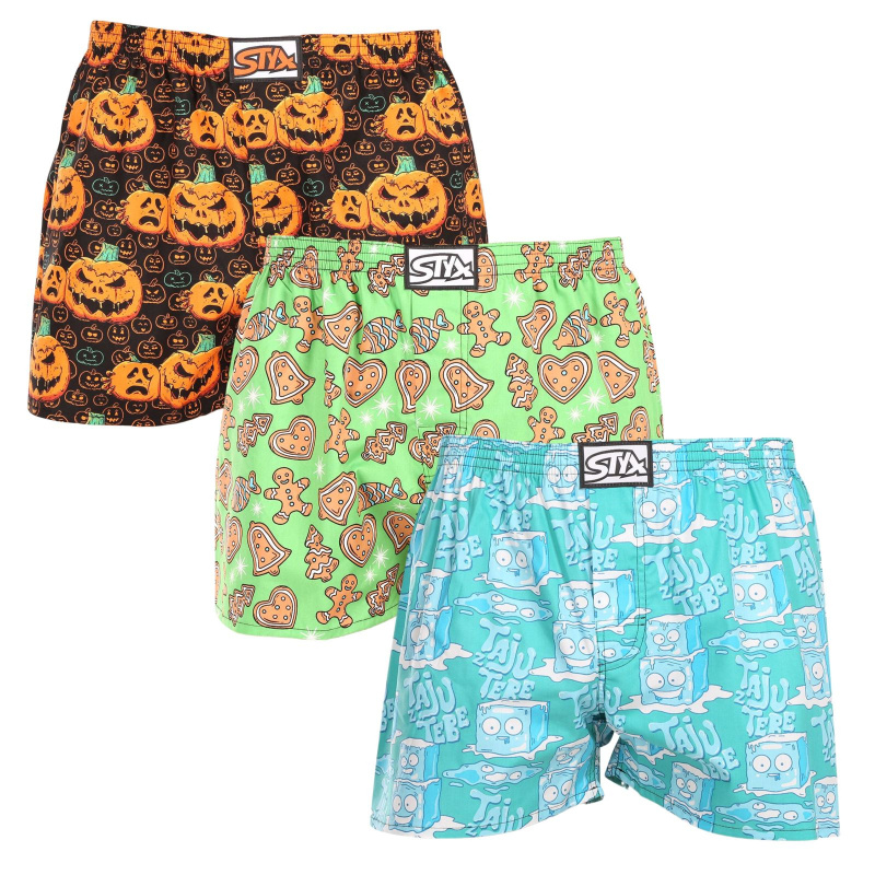 3PACK pánské trenky Styx art klasická guma vícebarevné (3A16735) L, trenýrky