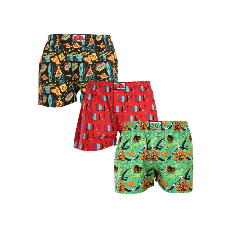 3PACK pánské trenky Styx art klasická guma vícebarevné (3A14879) XXL, trenýrky