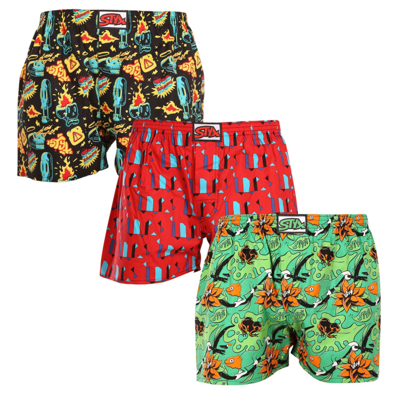 3PACK pánské trenky Styx art klasická guma vícebarevné (3A14879) XXL, trenýrky