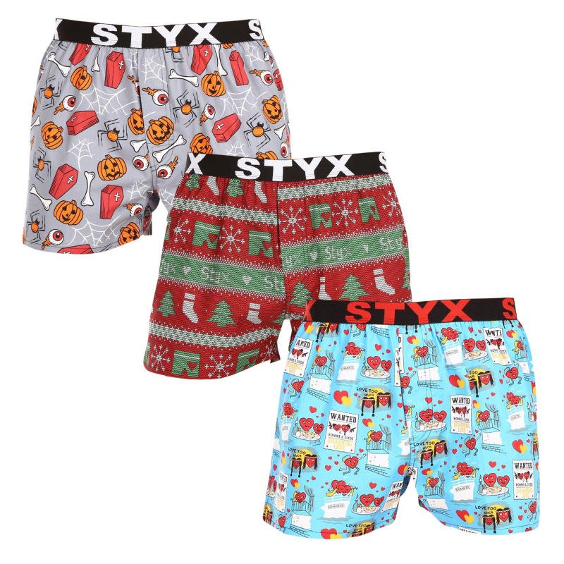 3PACK pánské trenky Styx art sportovní guma vícebarevné (3B16826) XXL, trenýrky