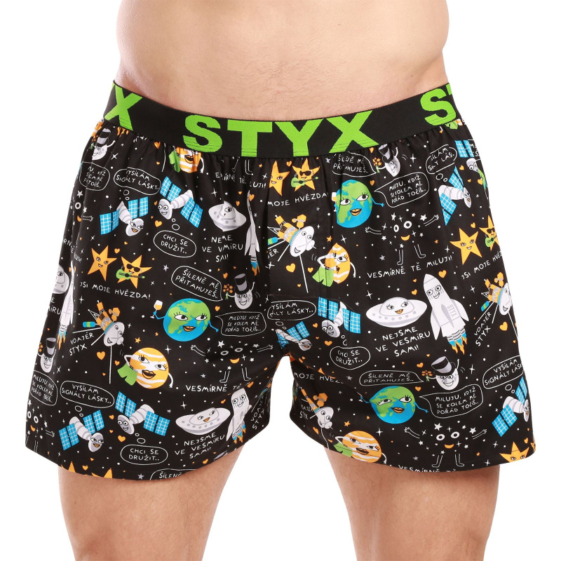 Pánské trenky Styx art sportovní guma vesmír (B1758) XL, trenýrky