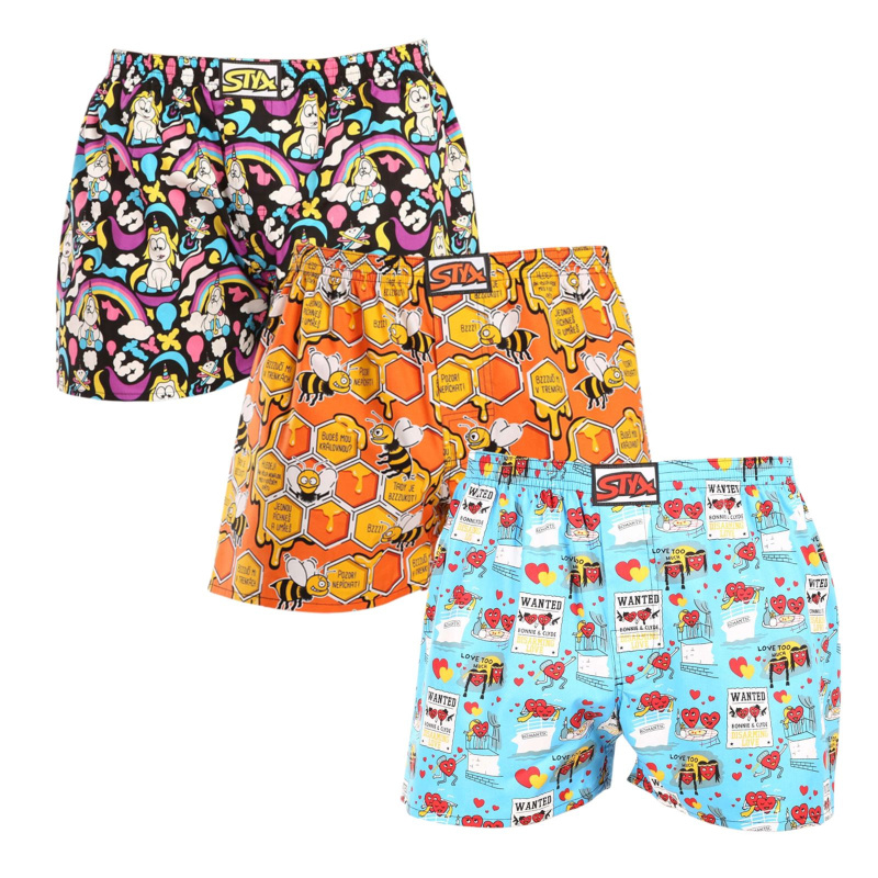 3PACK pánské trenky Styx art klasická guma vícebarevné (3A11846) L, trenýrky