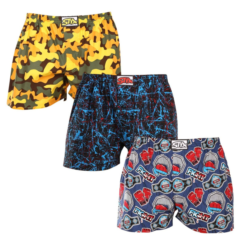 3PACK pánské trenky Styx art klasická guma vícebarevné (3A15693) L, trenýrky