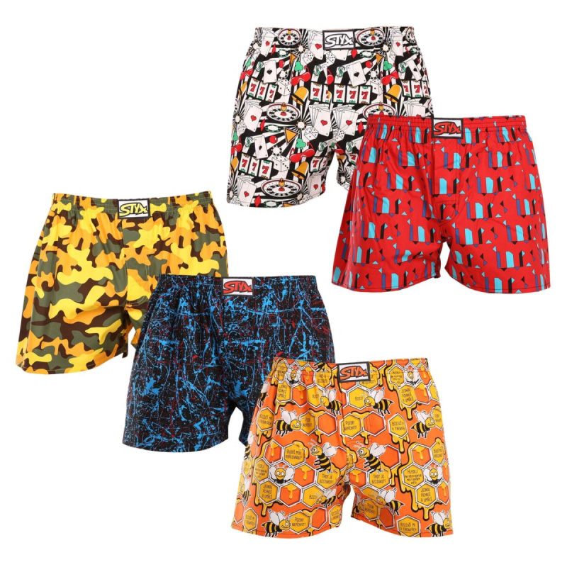 5PACK pánské trenky Styx art klasická guma vícebarevné (5A1539349) L, trenýrky