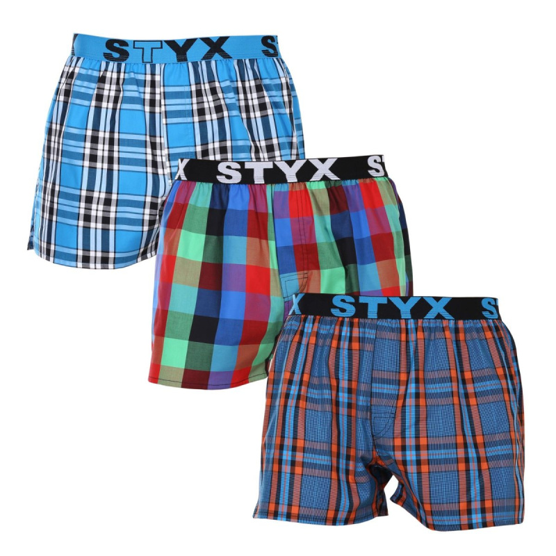 3PACK pánské trenky Styx sportovní guma vícebarevné (3B100710) S, trenýrky