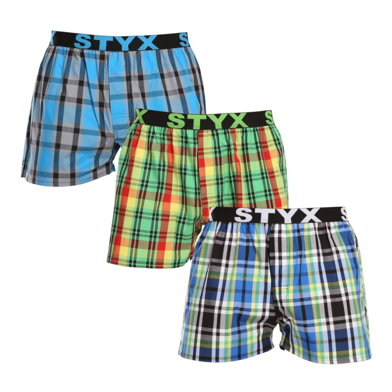 3PACK pánské trenky Styx sportovní guma vícebarevné (3B101720) M, trenýrky
