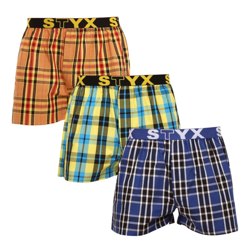 3PACK pánské trenky Styx sportovní guma vícebarevné (3B092140) XL, trenýrky