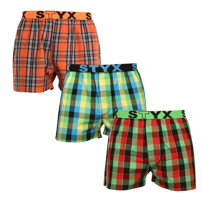 3PACK pánské trenky Styx sportovní guma vícebarevné (3B092638) XXL, trenýrky