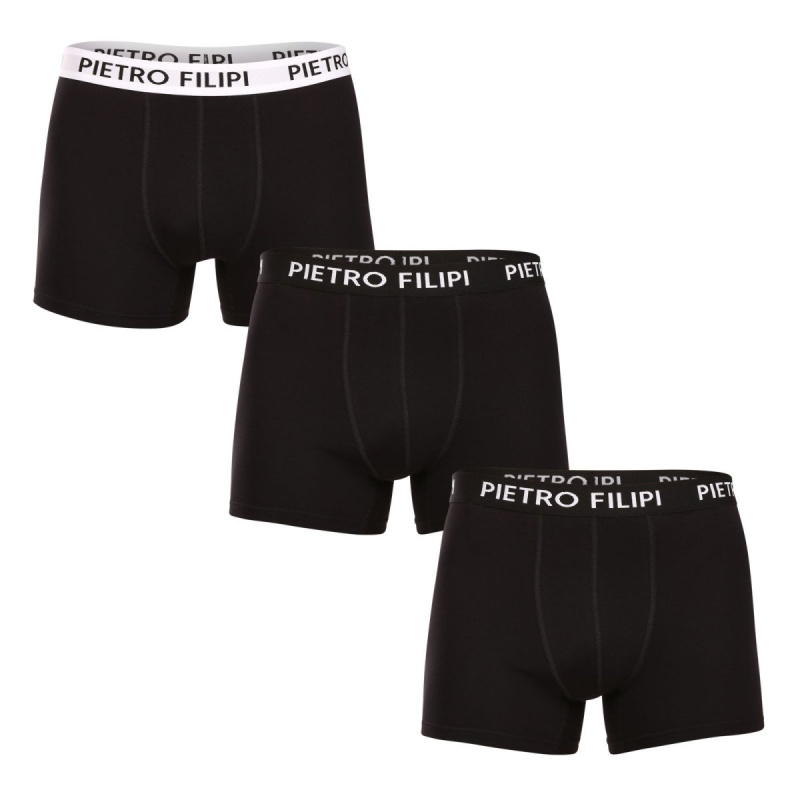 3PACK pánské boxerky Pietro Filipi černé (3BCL006) XXL, trenky / trenýrky