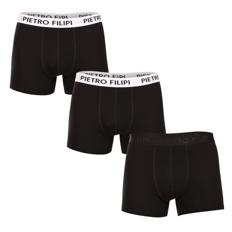 3PACK pánské boxerky Pietro Filipi černé (3BCL007) L, trenky / trenýrky