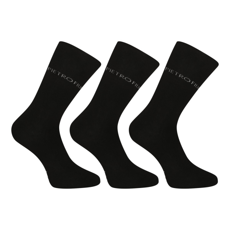 3PACK ponožky Pietro Filipi vysoké bambusové černé (3PBV001) S