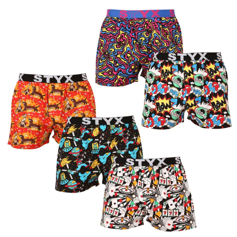 5PACK pánské trenky Styx art sportovní guma vícebarevné (5B1460134) M, trenýrky