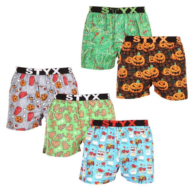 5PACK pánské trenky Styx art sportovní guma vícebarevné (5B1332356) M, trenýrky