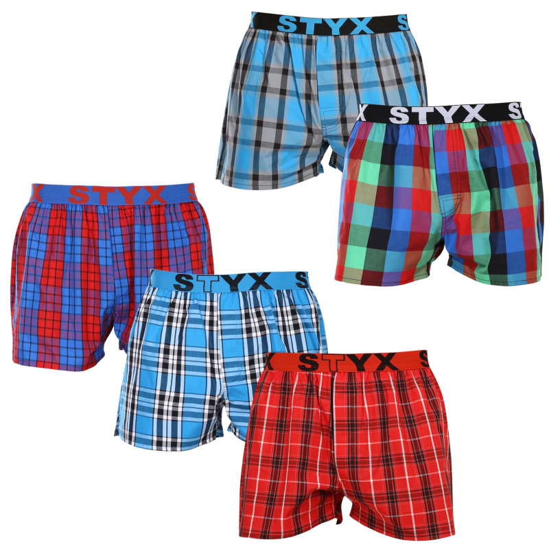 5PACK pánské trenky Styx sportovní guma vícebarevné (5B093120) S, trenýrky