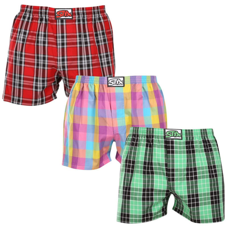 3PACK pánské trenky Styx klasická guma vícebarevné (3A102329) M, trenýrky