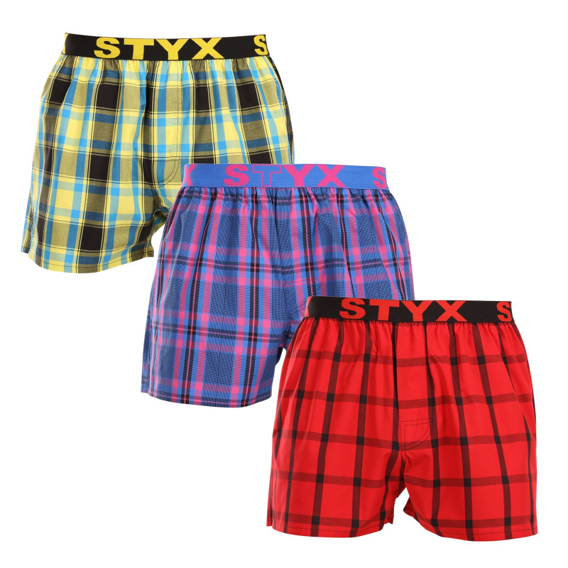 3PACK pánské trenky Styx sportovní guma vícebarevné (3B103133) XL, trenýrky