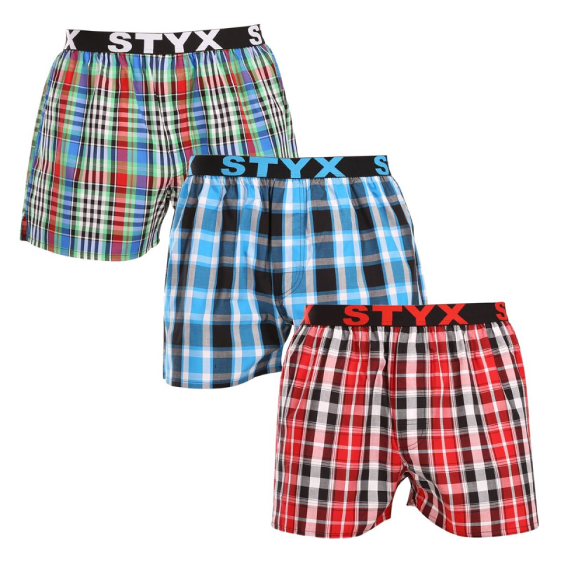 3PACK pánské trenky Styx sportovní guma vícebarevné (3B103436) XL, trenýrky