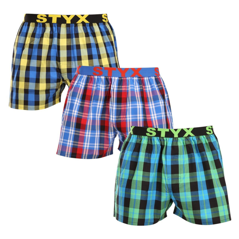 3PACK pánské trenky Styx sportovní guma vícebarevné (3B103739) L, trenýrky