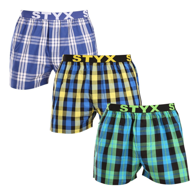 3PACK pánské trenky Styx sportovní guma vícebarevné (3B103840) L, trenýrky