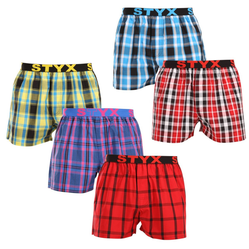 5PACK pánské trenky Styx sportovní guma vícebarevné (5B103135) L, trenýrky