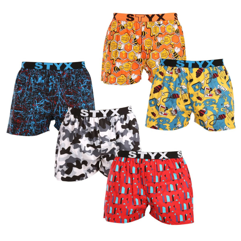 5PACK pánské trenky Styx art sportovní guma vícebarevné (5B1473490) M, trenýrky
