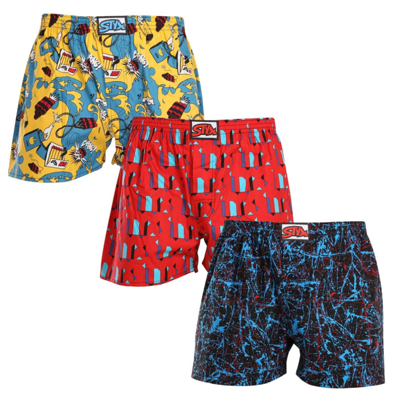3PACK pánské trenky Styx art klasická guma vícebarevné (3A16390) XL, trenýrky