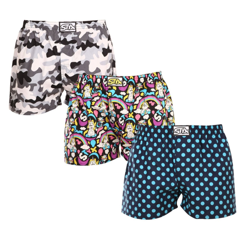 3PACK pánské trenky Styx art klasická guma vícebarevné (3A11871) XL, trenýrky